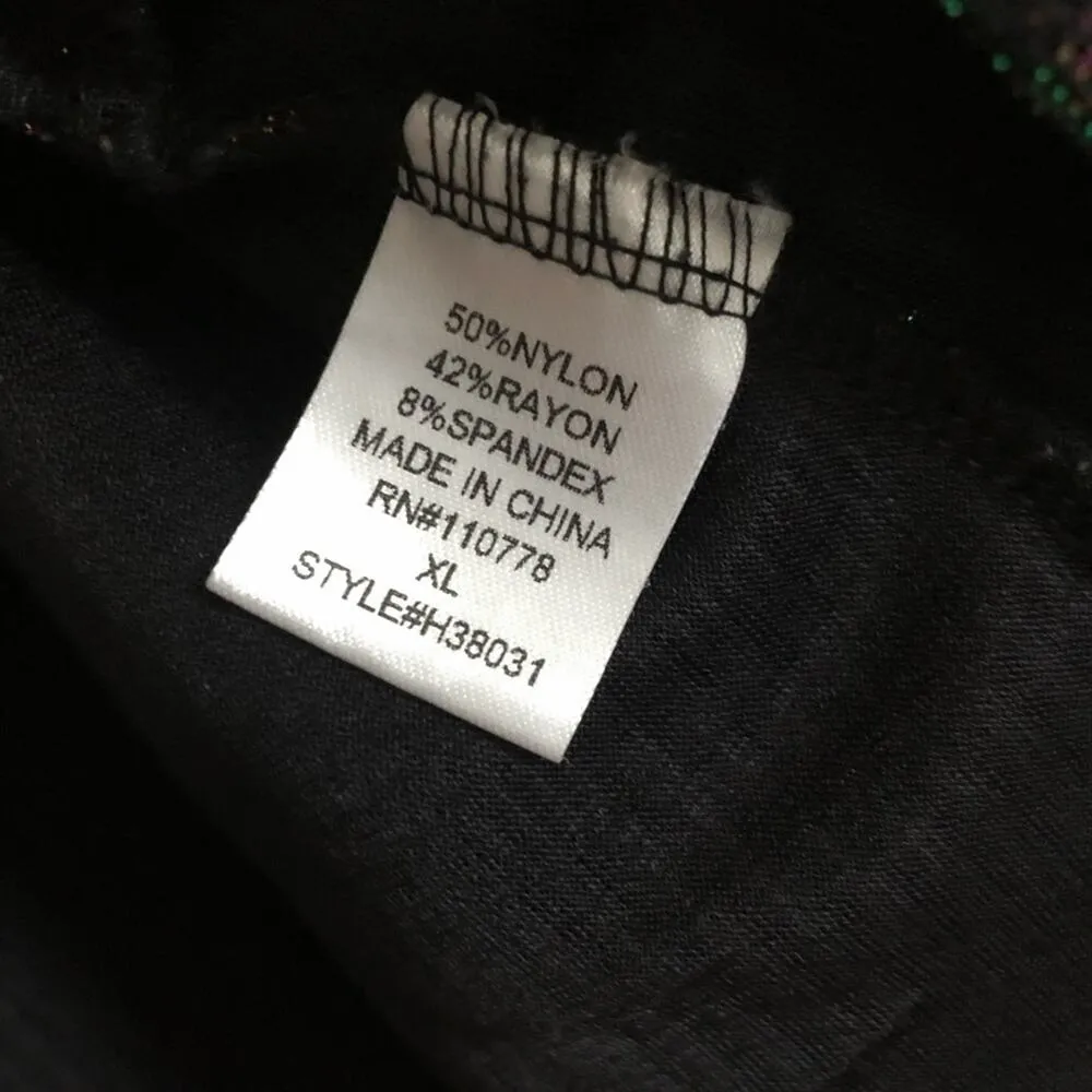 Hazel Black Sparkly Metallic Long Sleeve Tie Front Blouse Top Size XL - Image 5