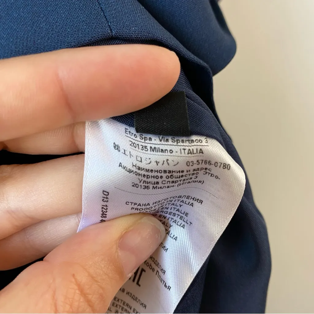 ETRO‎ Lucy Geometric Pattern Dress Navy Blue IT 36 US 0 - Image 7