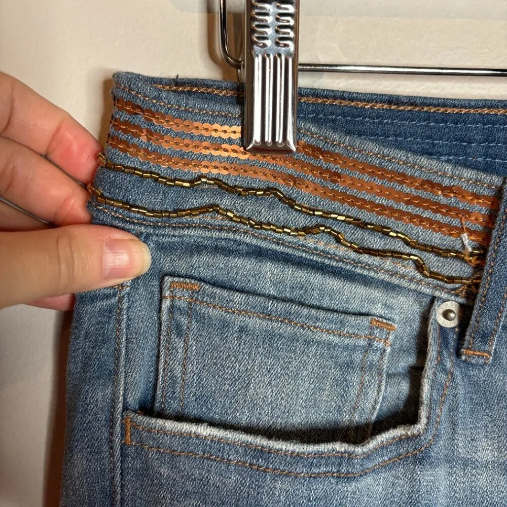 NWT Express embellished beaded Mid Rise Ankle Legging jeans - Image 3