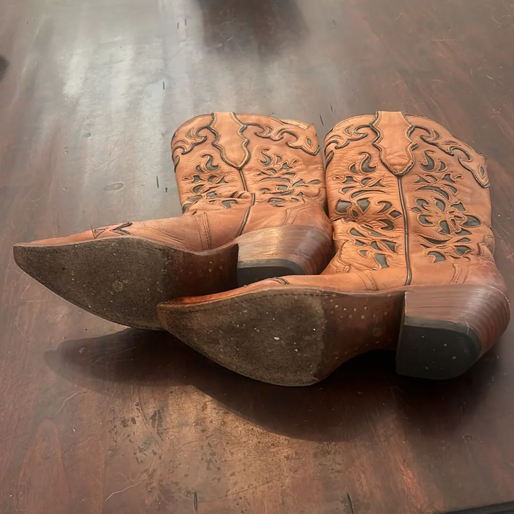 Stetson Brown Western Cowboy Boots with Cutout Design giddyup boots - Image 15