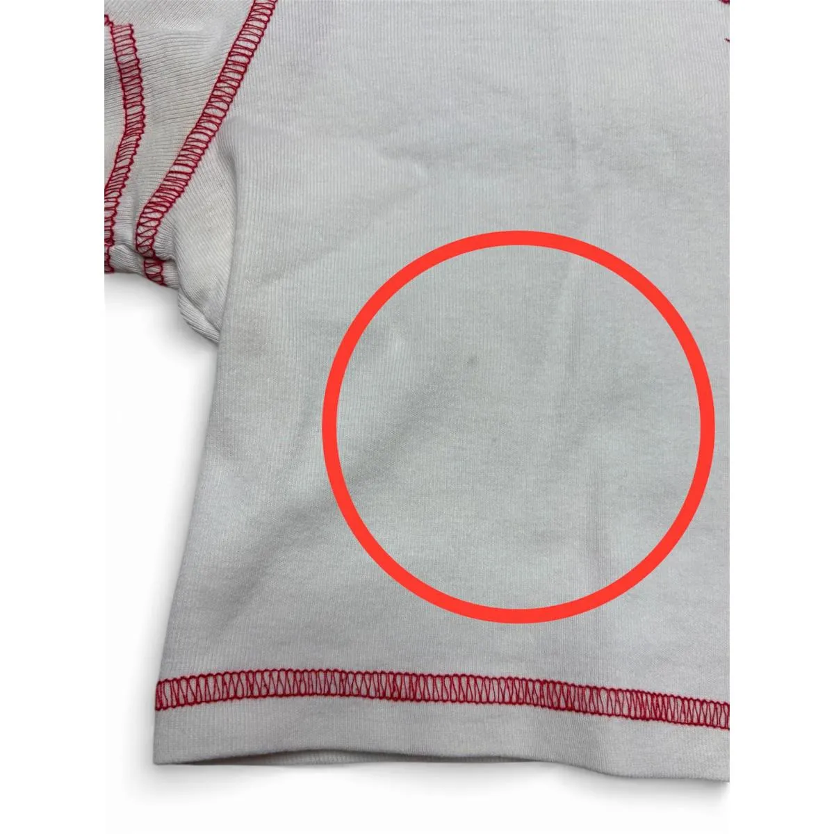 White Crop Short Sleeve Baby T-Shirt with Red Sun Design H&M Size Medium - Image 5