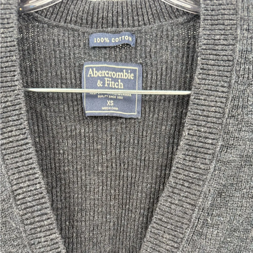 Abercrombie‎ & Fitch Women's 100% Cotton Button Up Cardigan Navy/Gray Size XS - Image 3