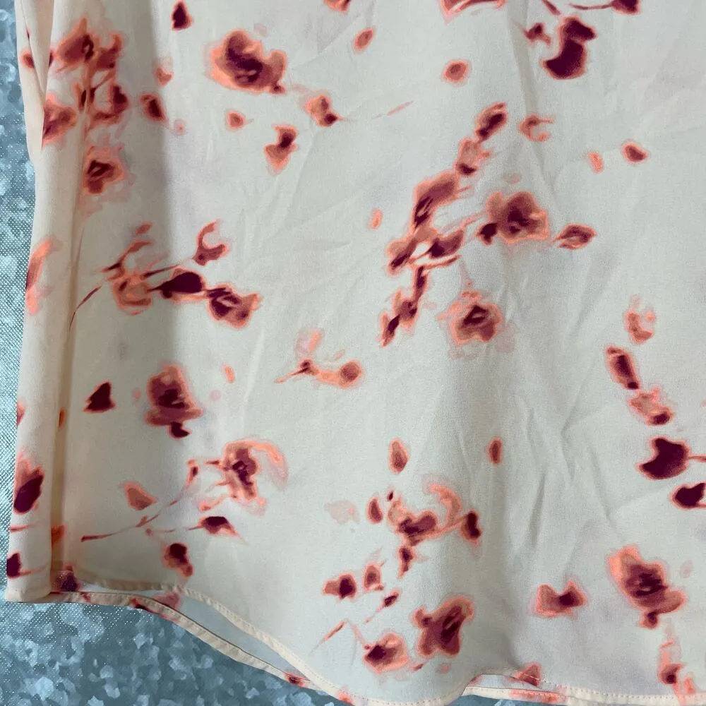 Worthington Pink Abstract Floral Sleeveless Chiffon Top - Size Small - Rib Neck - Image 3