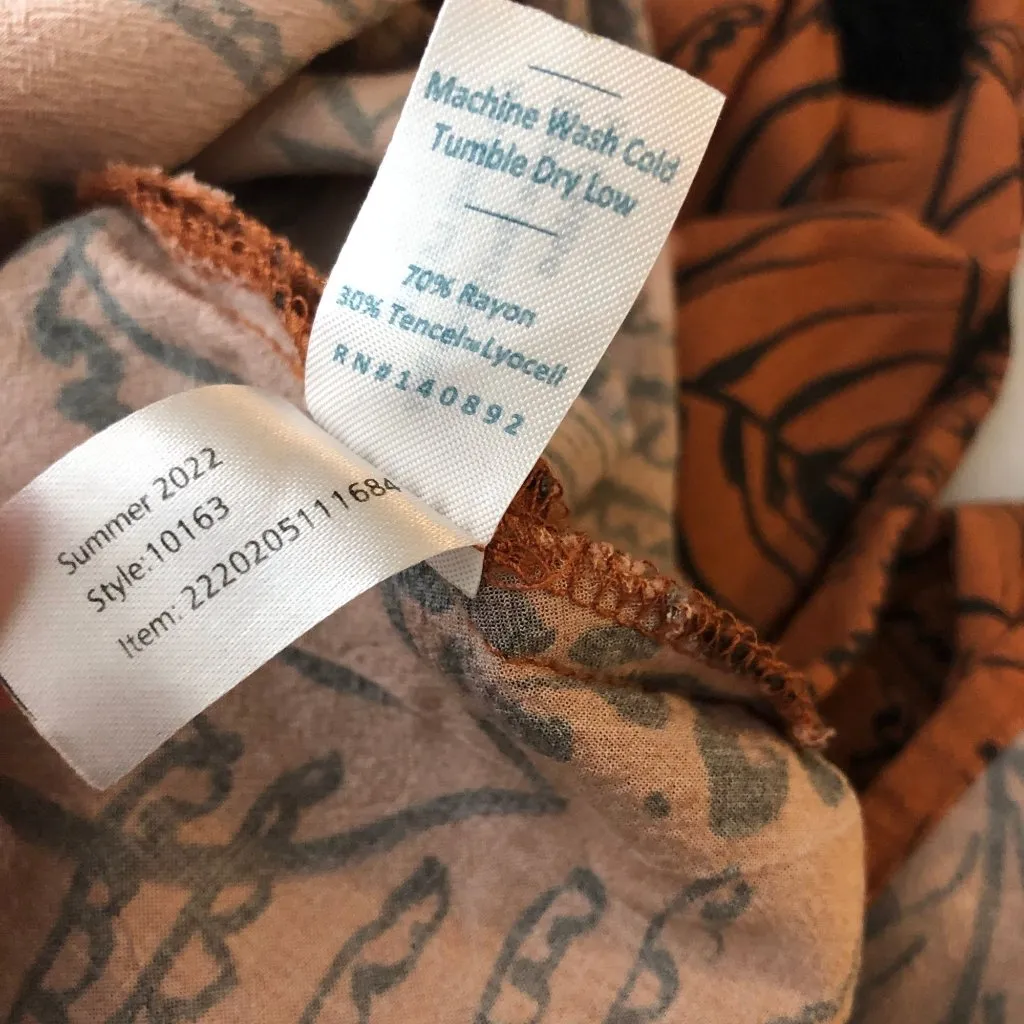 Marine Layer Ryan Midi Slip Skirt Floral Size 8 Sierra Foliage Brown - Image 5