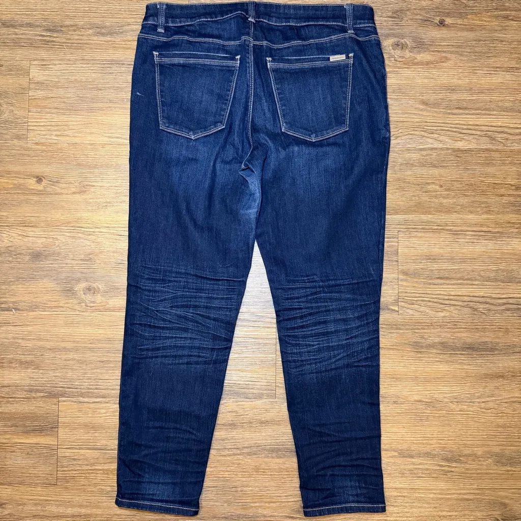 White House Black Market Dark Wash Distressed Crop Leg Skinny Jeans Size 10 - Image 9