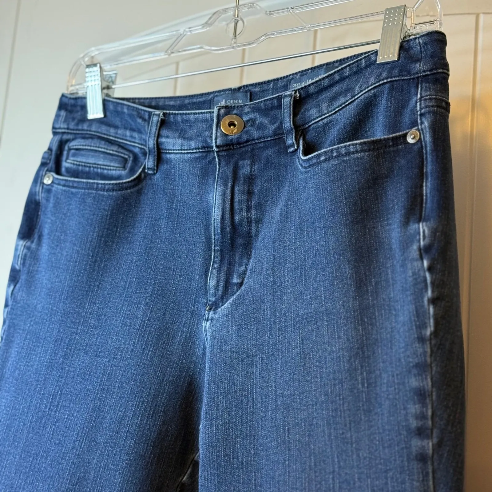 J Jill Denim Premium Flex High Rise Capri Legging Jeans Dark Wash stretchy Sz 8 Blue - Image 4