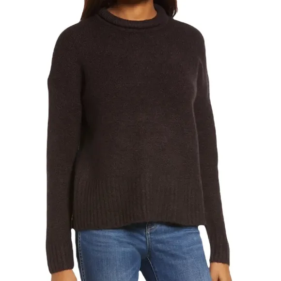 Madewell Fulton Pullover Rollneck Sweater in chocolate color size XXS - Image 3