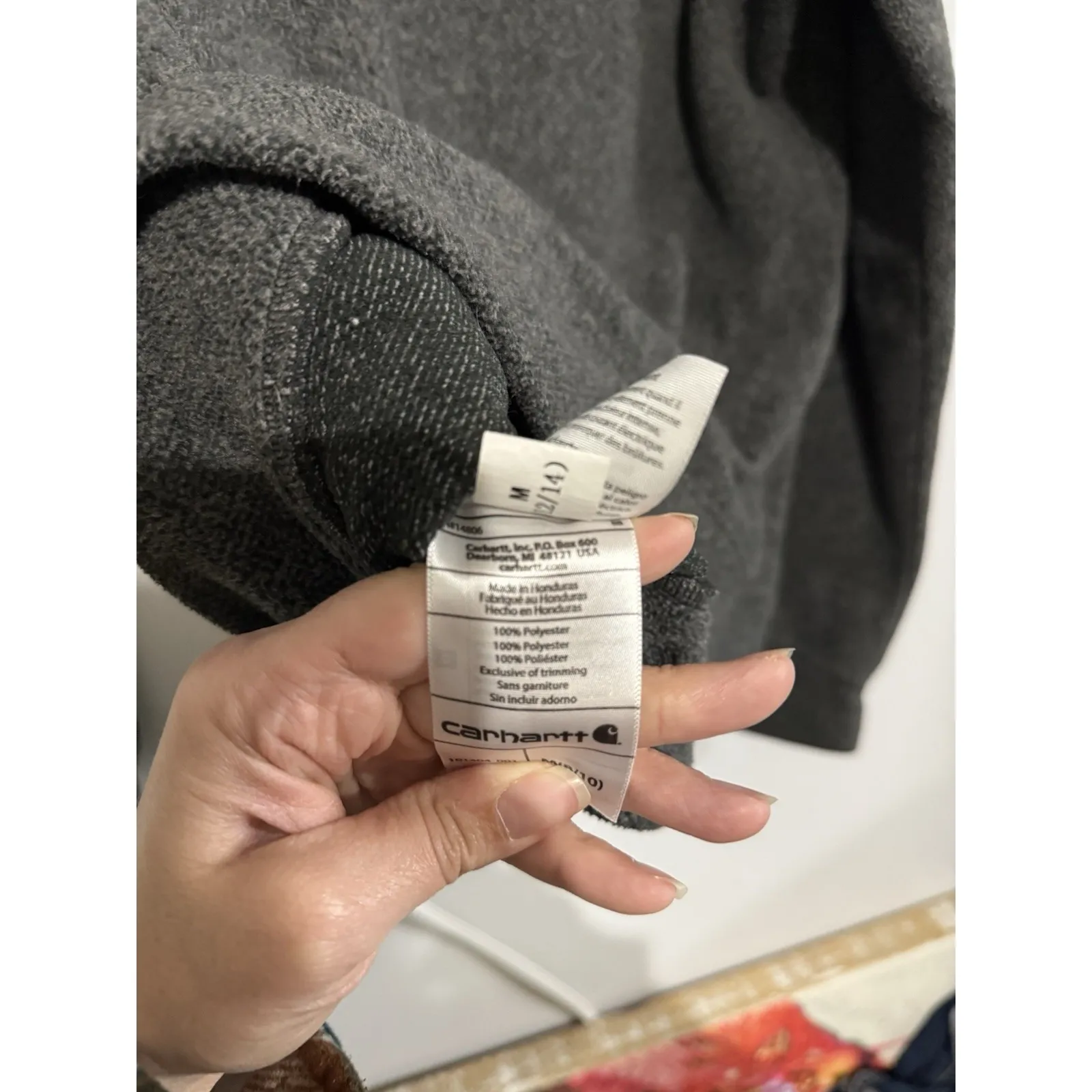 CARHARTT Fleece Hoodie Jacket Women Size M Hooded Full Zip 8/10 - Image 3