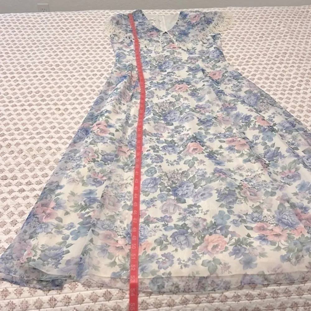 Vintage Jessica McClintock Floral Garden Lace Trim Maxi Prom Bridesmaid Dress - Image 14