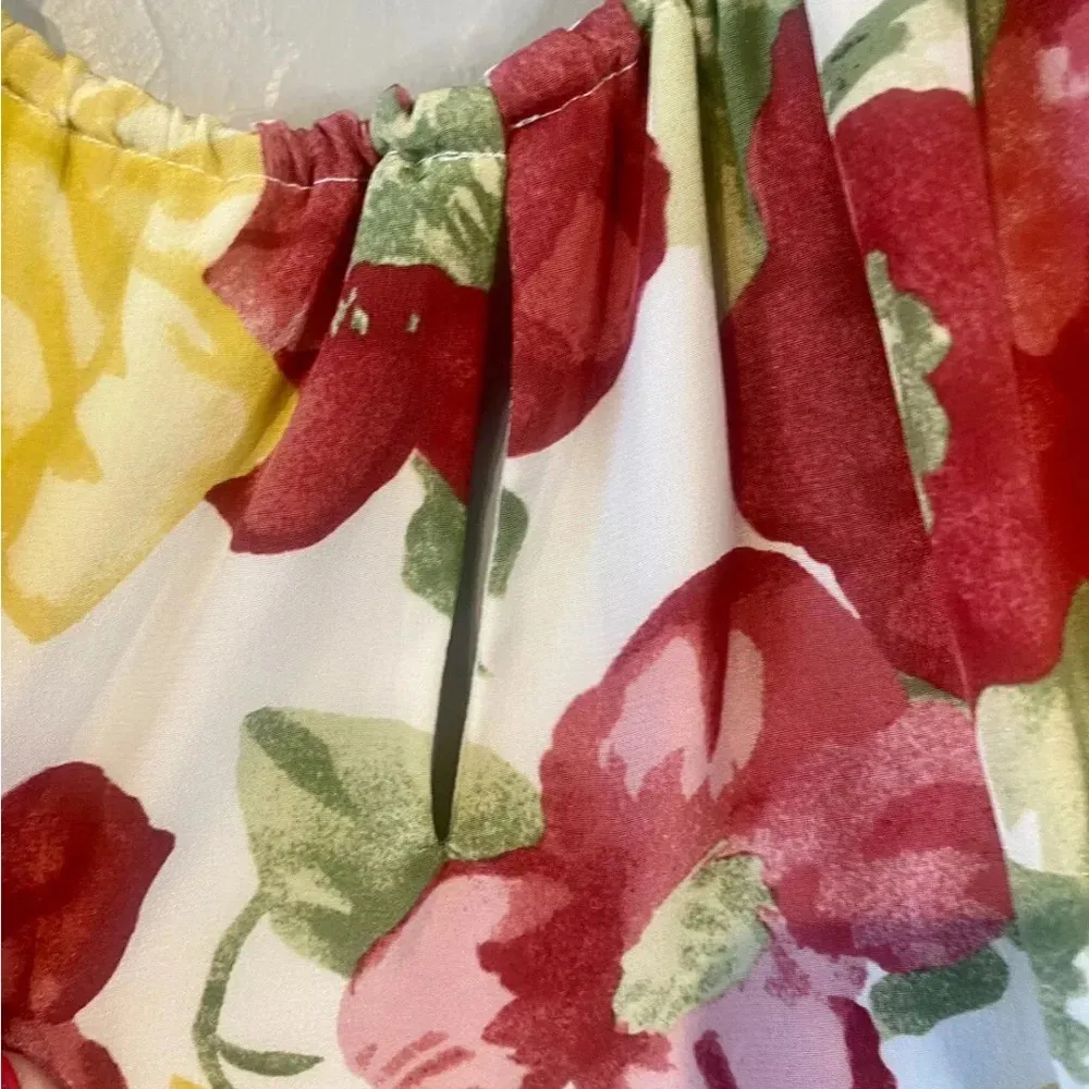 Loft yellow white pink floral silk halter dress size 6 - Image 9