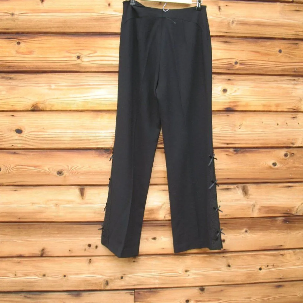 Escada High Rise Crepe Wool Flare Leg Pants Black Size 10 - Image 7