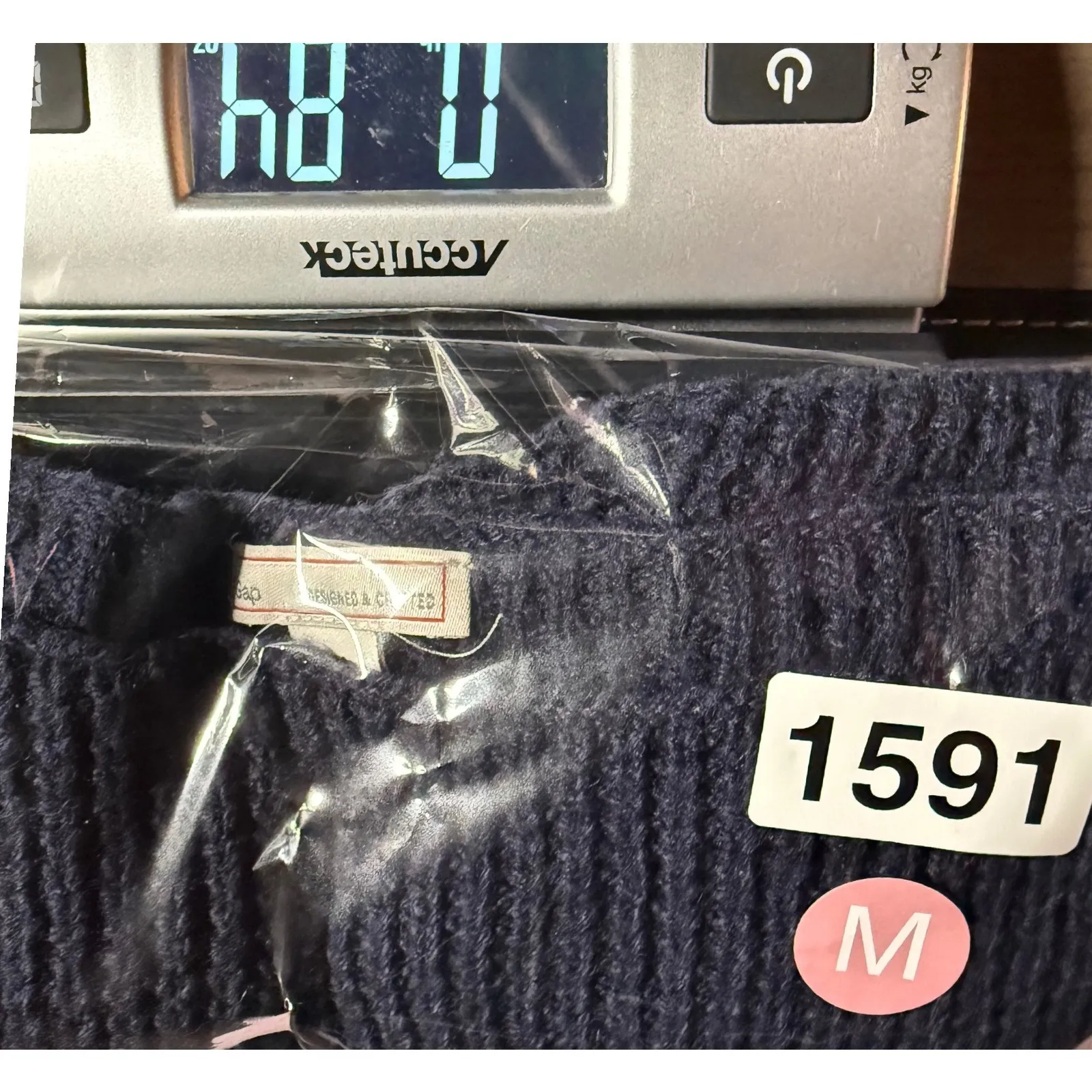 GAP Women Medium Petite Navy Blue Waffle Knit Cropped Boat Neck Sweater Winter - Image 8