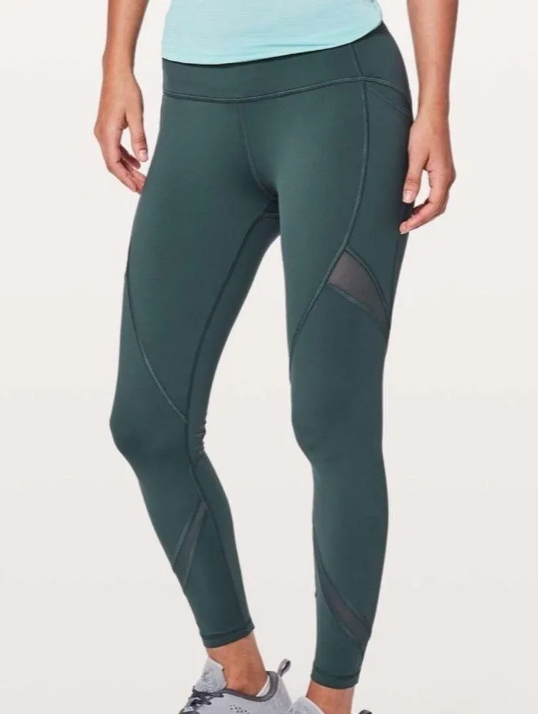 Lululemon On Pace Leggings Tight 7/8 25" Gravity Gray Green Mesh Athletic Size 4 - Image 2