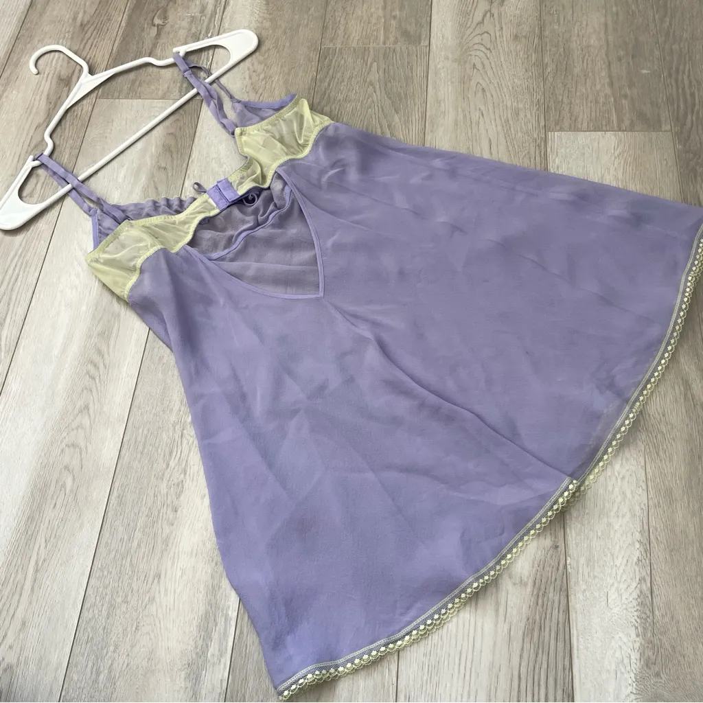 Victoria's Secret Slip Dress silk vintage lace sheer mini womens Purple (large) - Image 4