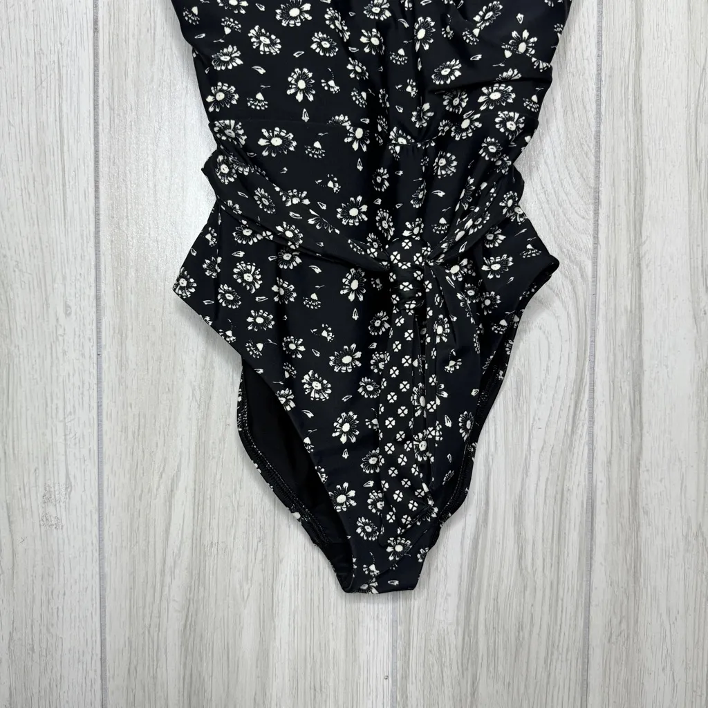 Ann Taylor Loft Beach Floral Daisy Tie Waist Faux Wrap One Piece Swimsuit size 2 - Image 5