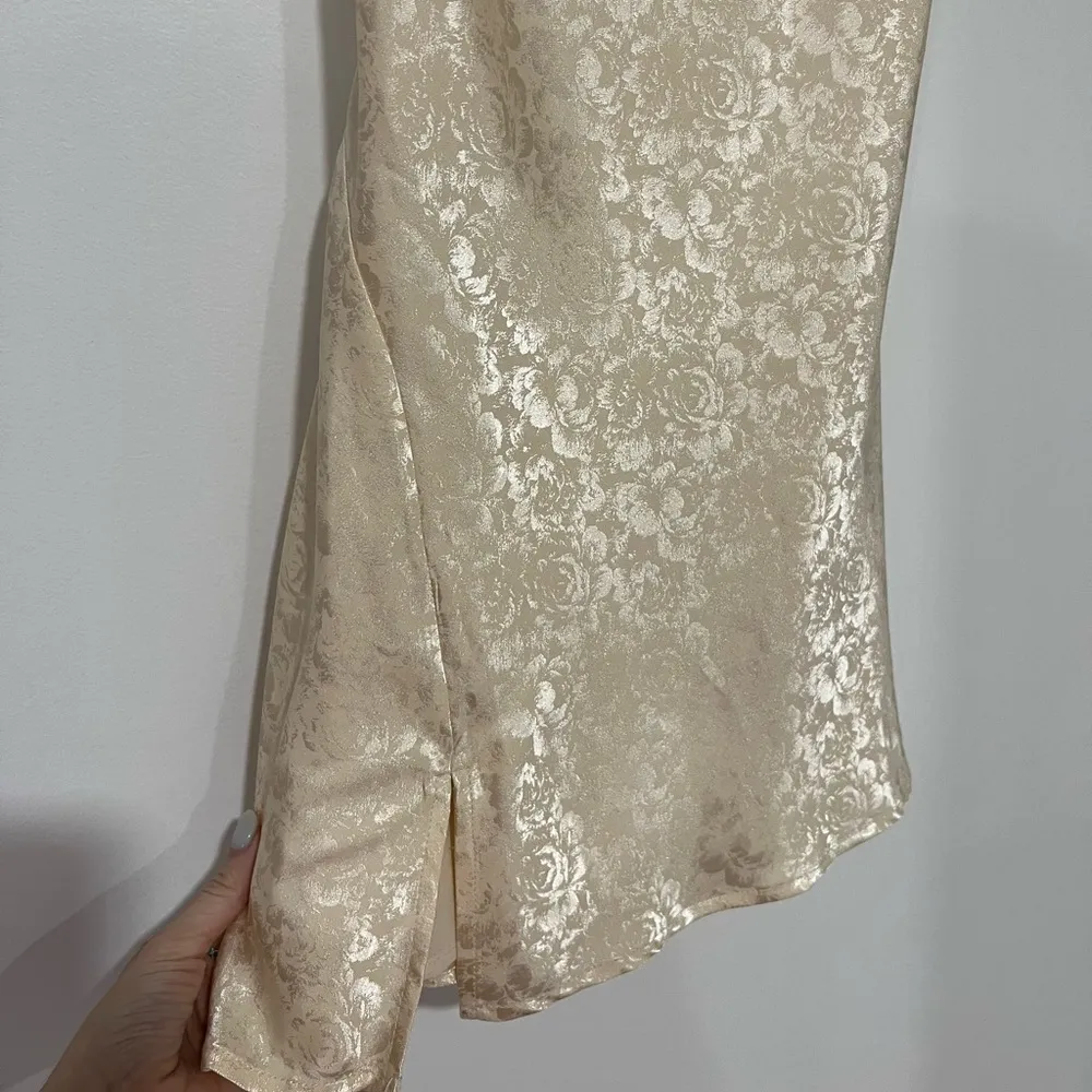 NWT champagne satin floral slip dress Tan - Image 3