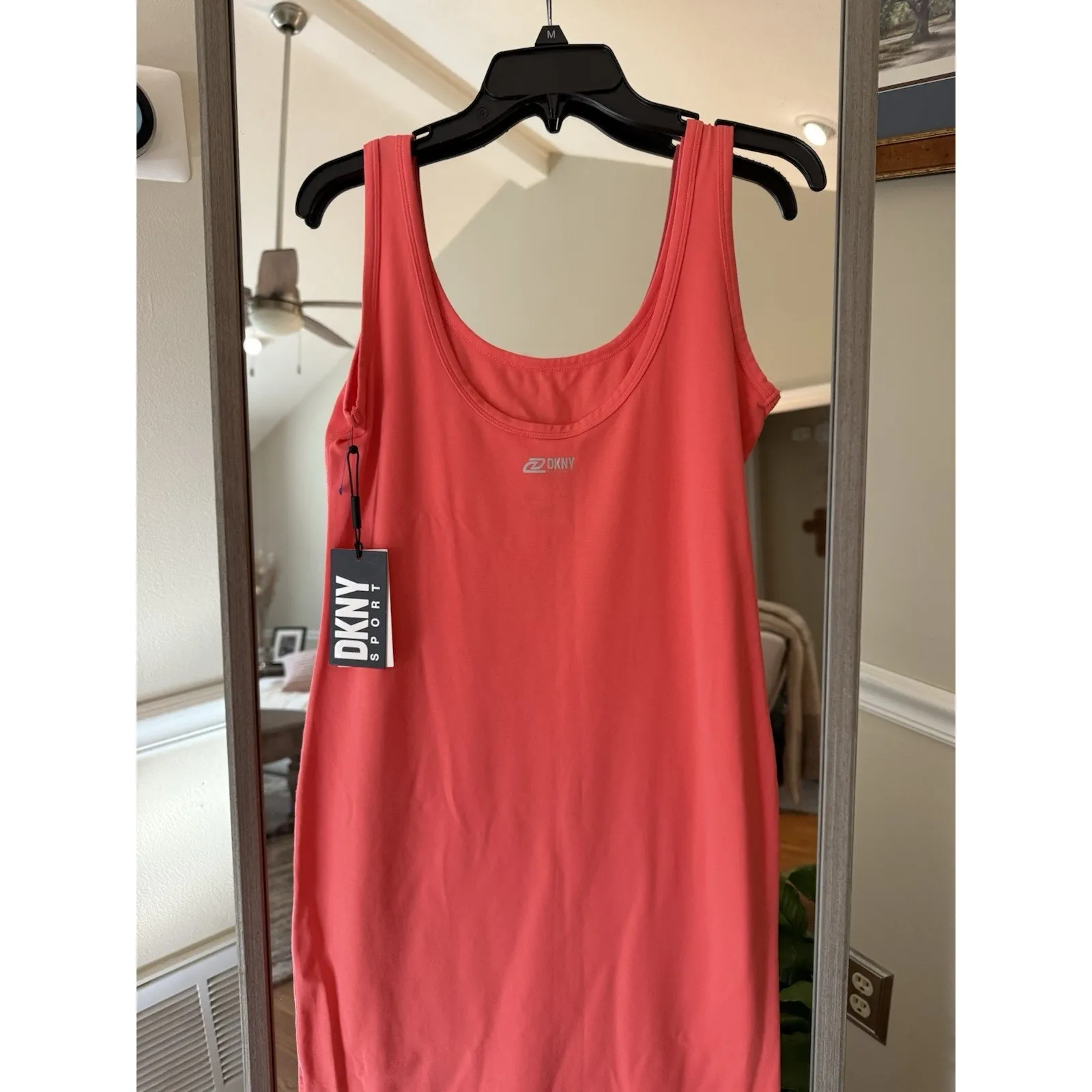 Dkny Sport NWT Women's Embellished Logo Tank Knee Length Dress Pink Size M $60 - Image 3