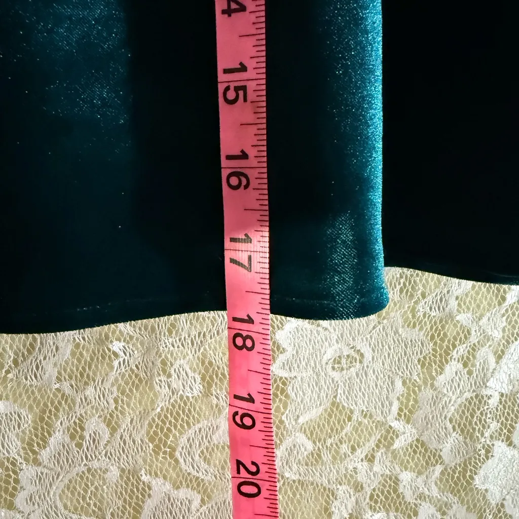 Teal blue green velvet wrap skirt skater circle medium / small like new - Image 7