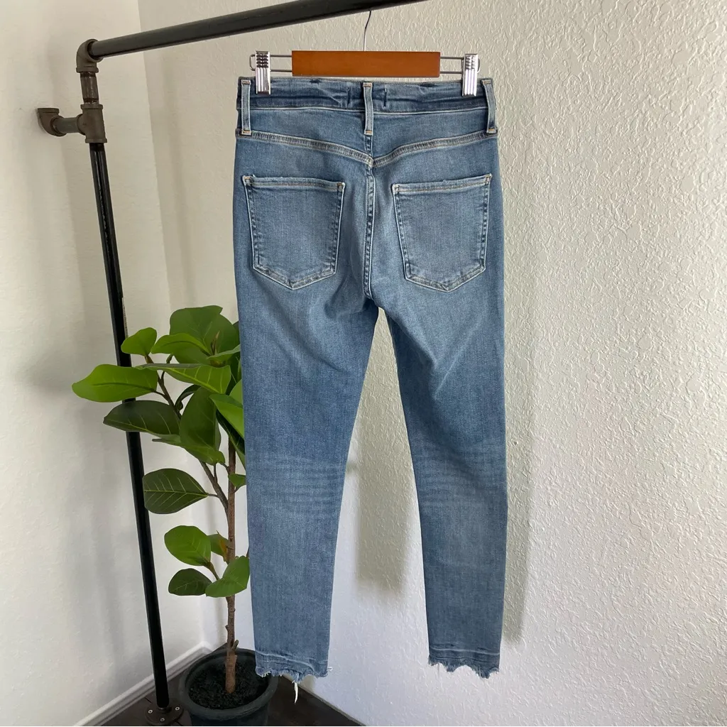 Agolde Sophie High-Rise Cropped Skinny Jeans with Chewed Hem Size 24 - Image 10