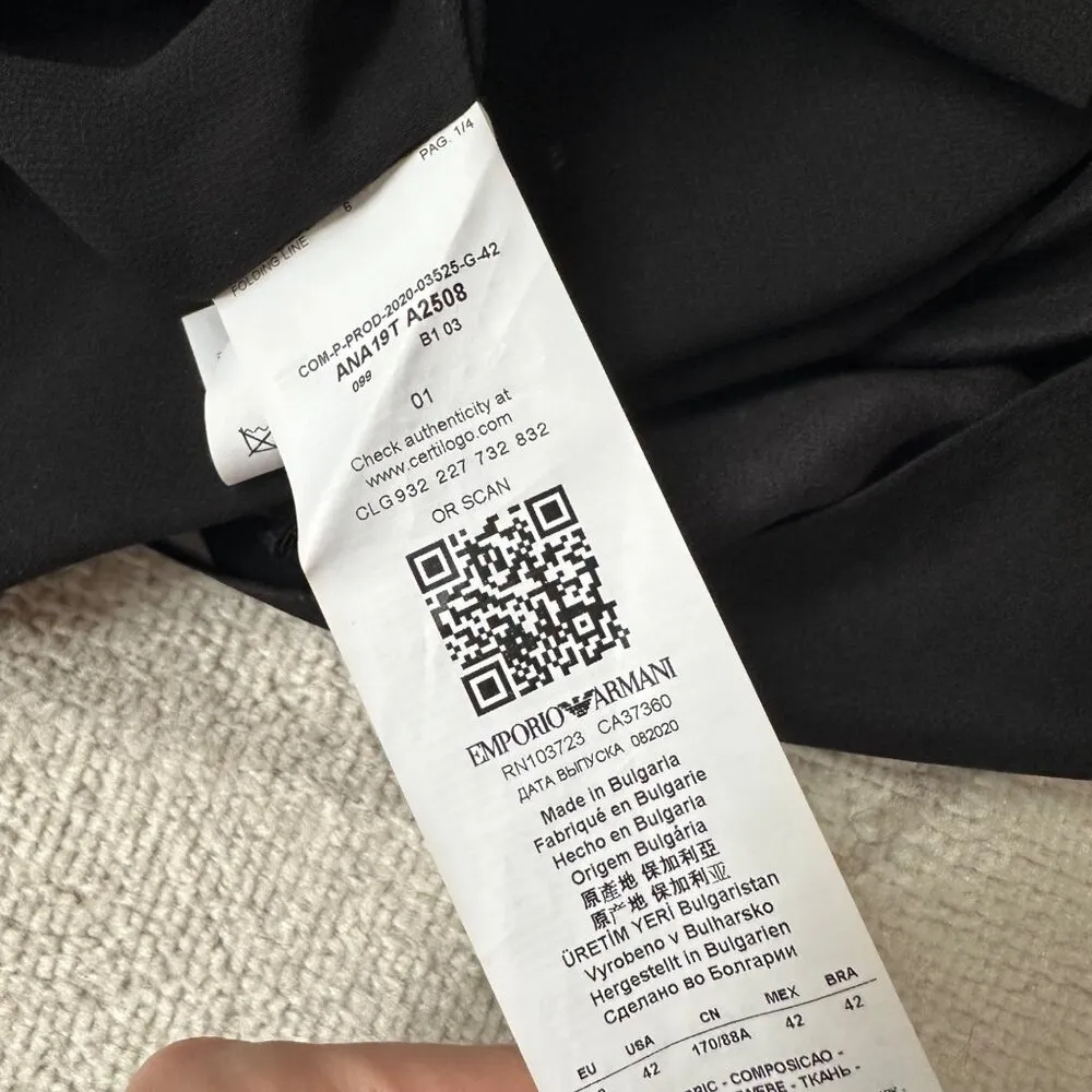 Emporio Armani Black Watercolor Floral Silk Long Sleeve Tie Front Dress - Image 11