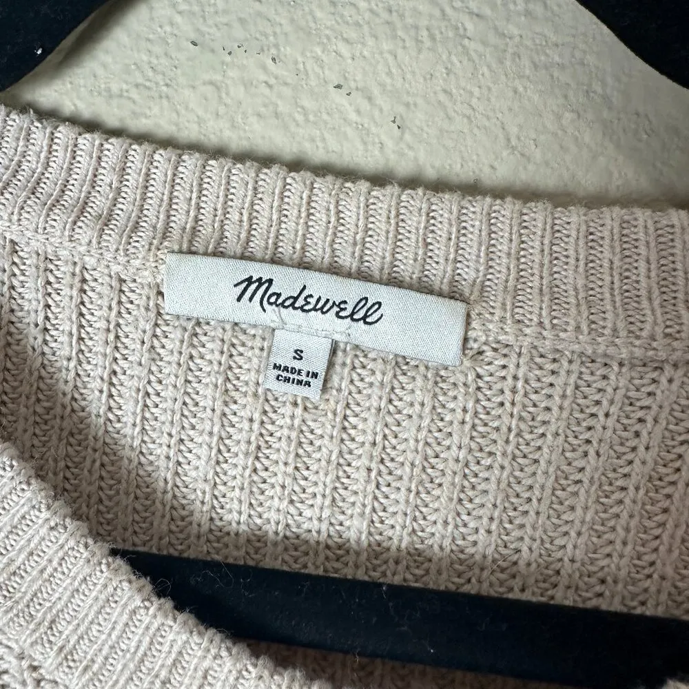 MADEWELL Split Hem Knit Sweater with Pocket Crew Neck Size Small - Image 3