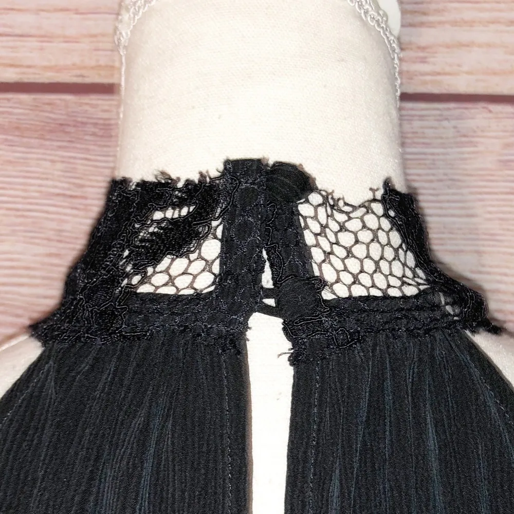 AG Adriano Goldschmied Black Lydia Mock Lace High Neck Top Size L - Image 5