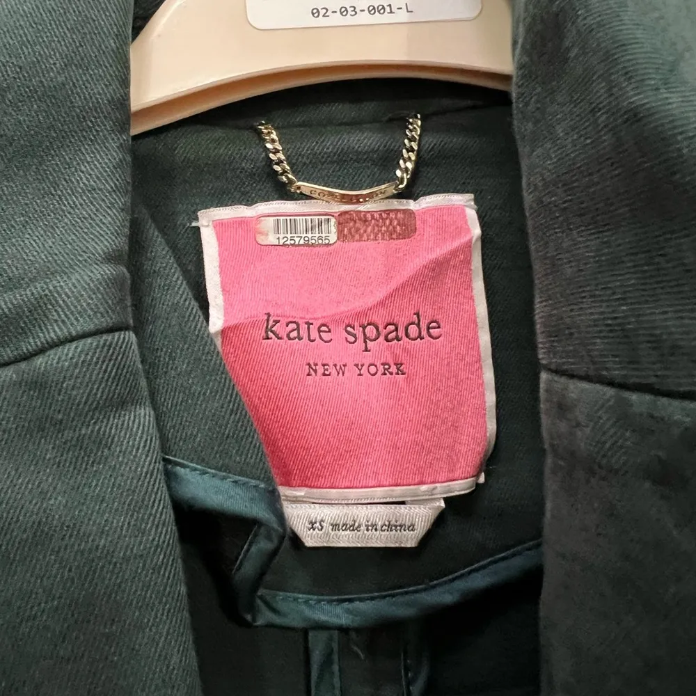 Kate Spade Green Tie Waist Trench Coat Size XS $798 - Image 4