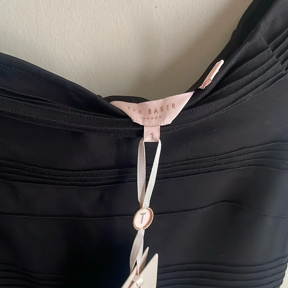 Ted Baker  Inan Bardot Stripe Texture Dress Black - Image 8