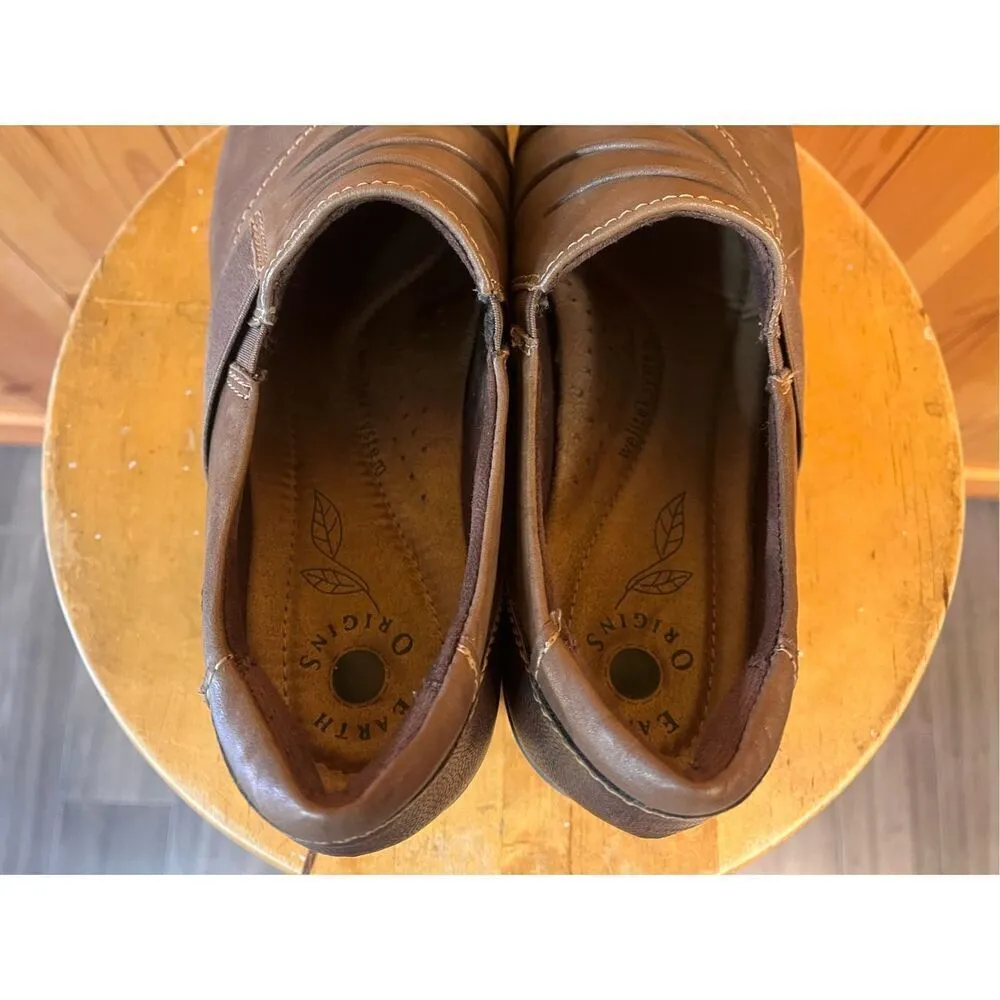 Earth Origins Women’s Wedged Loafers Darlene Brown Leather  Size 10 - Image 5