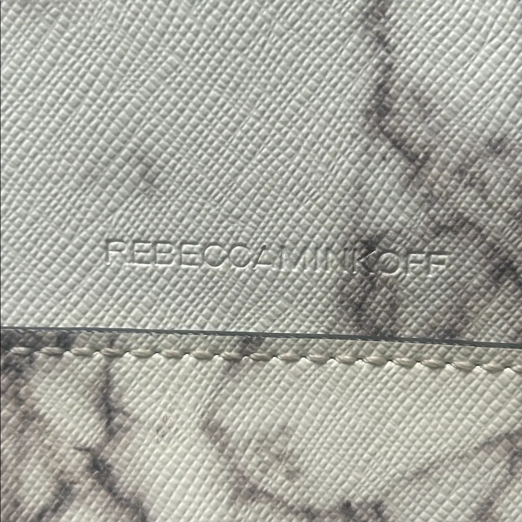 Rebecca Minkoff Leo Leather Marble Grey Envelope Clutch - Image 15