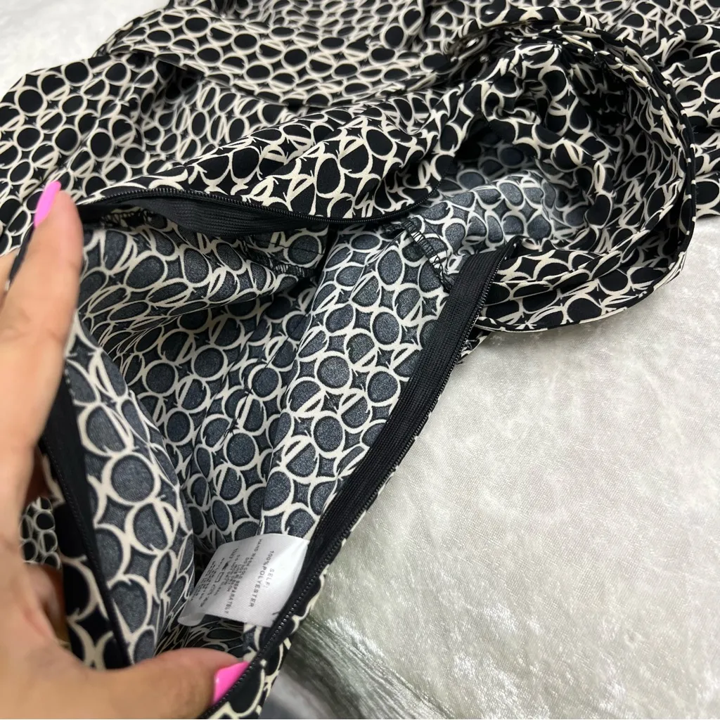 Milk & Honey M Chic Black & Cream Geometric Long Sleeve Dress w/belt FLAWED Size M - Image 7