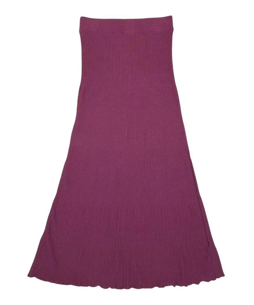 Free People Shine Bright Knit Maxi Skirt Burgundy Purple Sz Small - Image 2