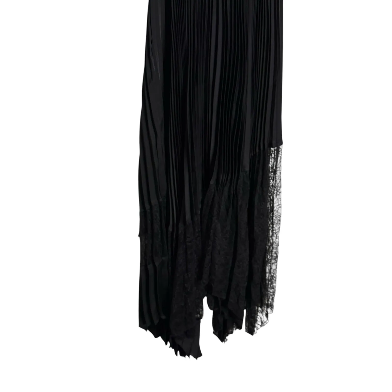 Alice + Olivia Hannah Black Halter V-Neck Pleated Lace Sash Neck Maxi Dress 14 - Image 7