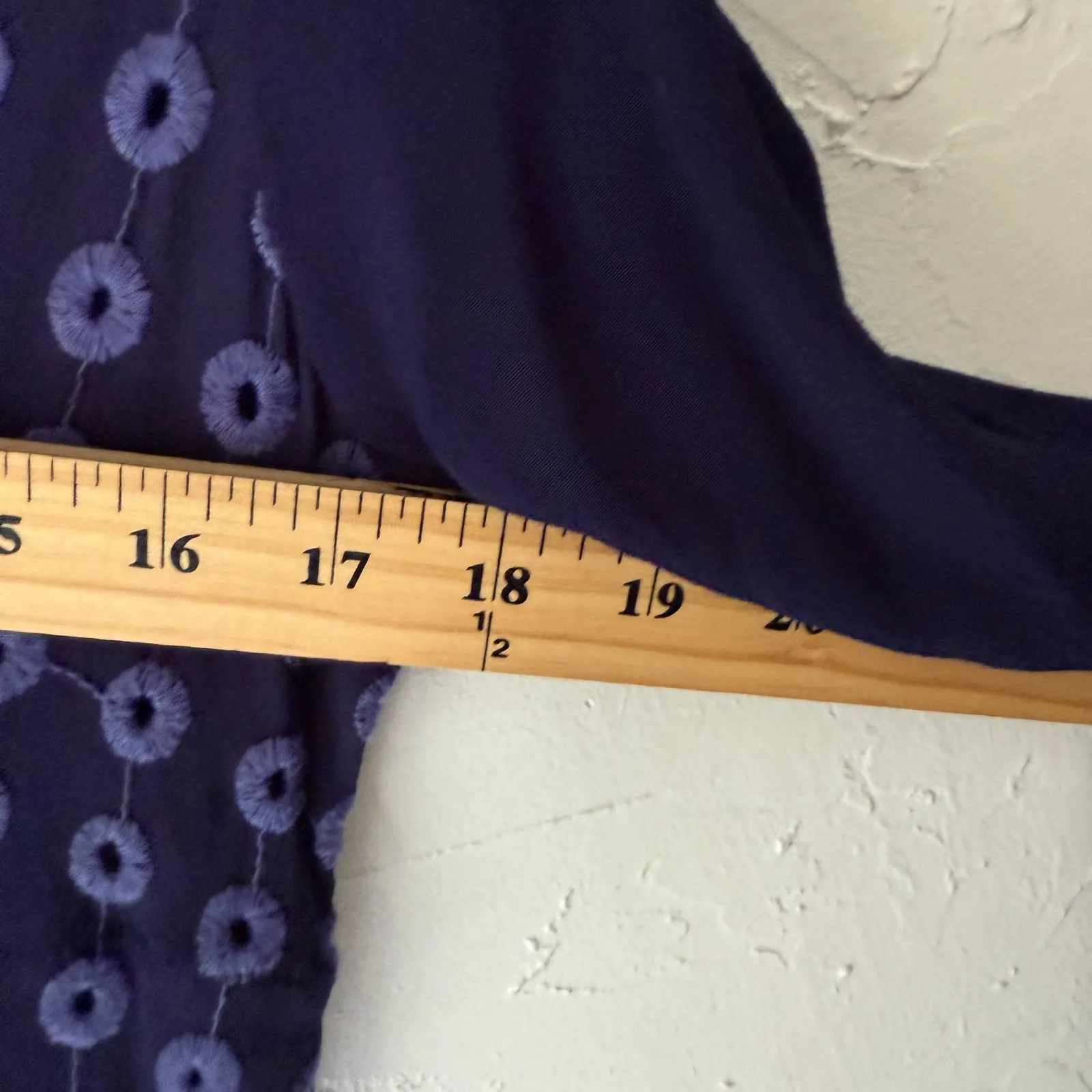 Amadi Anthropologie Bomber Jacket Navy Eyelet Embroidered Zip Front Size S Blue - Image 8