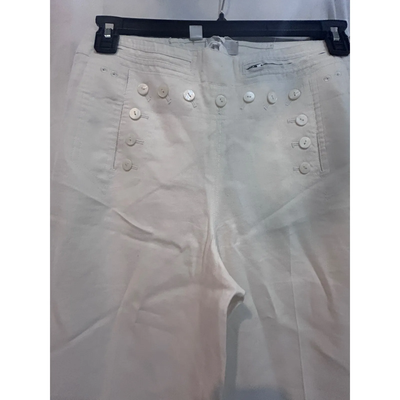 CARLISLE NEW YORK White Sailor Button Lace Up Ankle Pants Womens Size 6 - Image 3