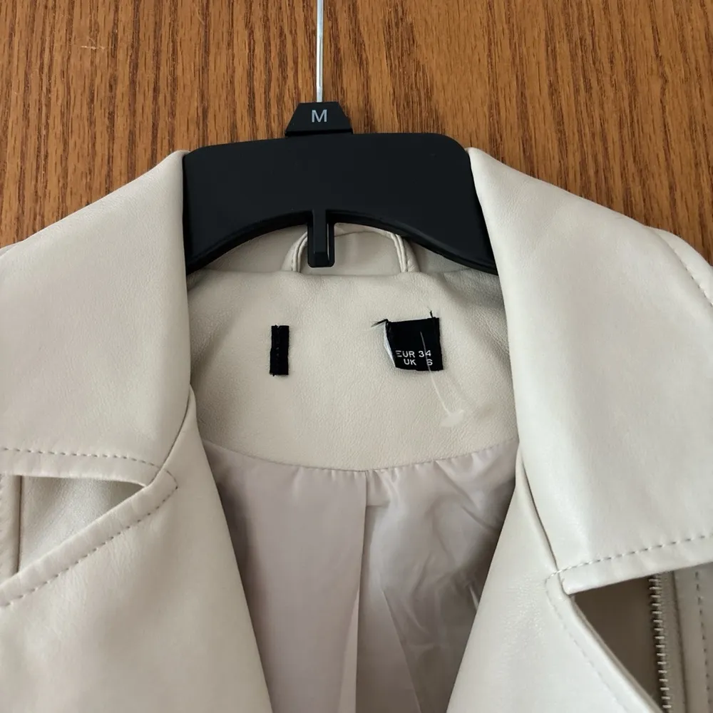 Cream faux leather jacket Size Size 4 - Image 2
