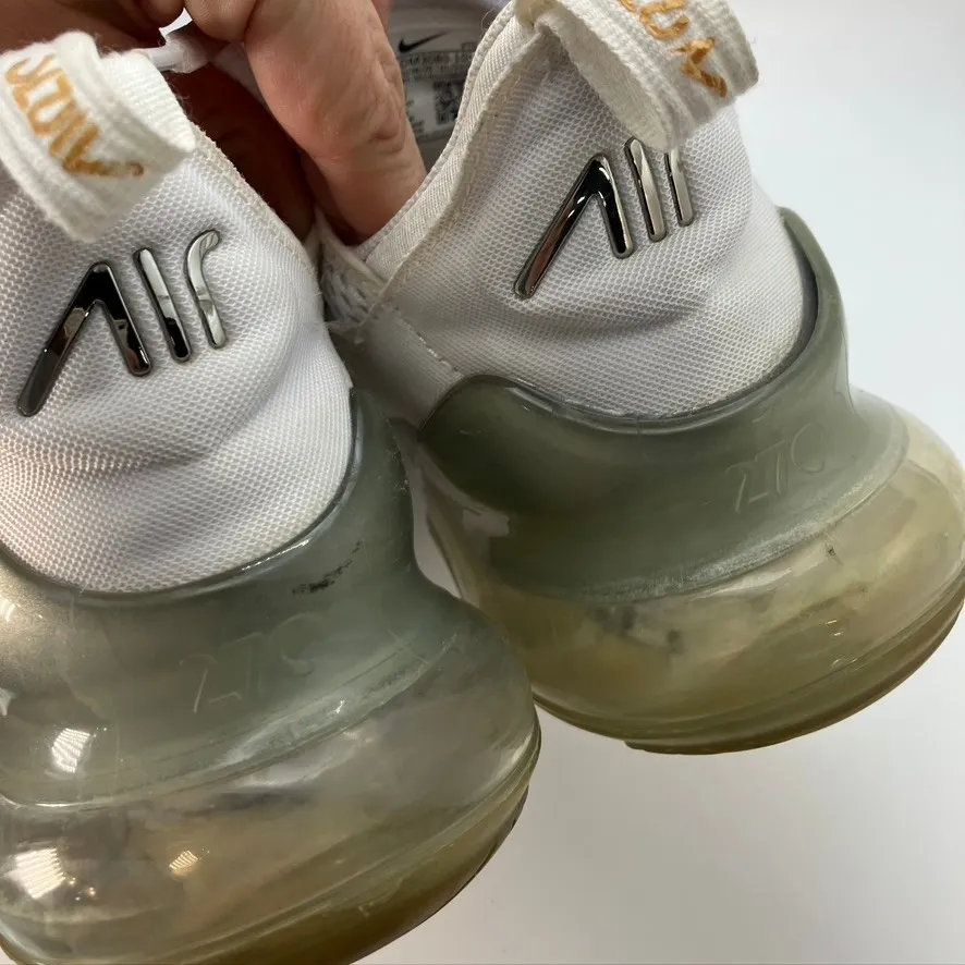 Nike Air Max 270 White Gold Womens Running Shoes Sneakers‎ Size 7 DM3080-100 - Image 5
