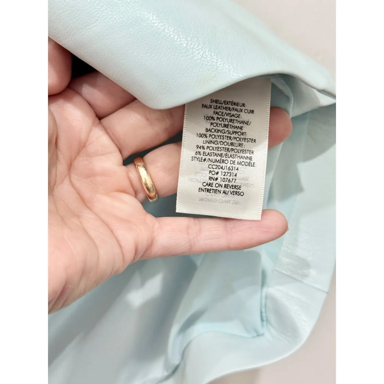 NWT Alice + Olivia Lilia Vegan Leather Crossover Mini Skirt Powder Blue Womens 2 - Image 7