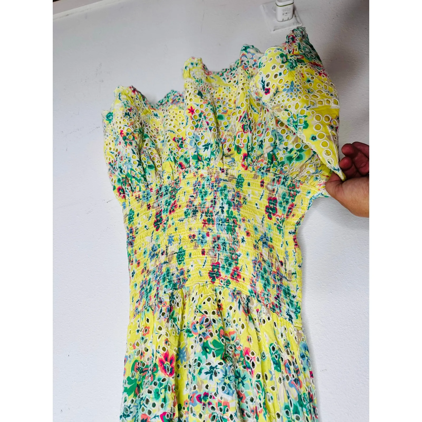RAMY BROOK Yellow Floral Off-The-Shoulder Ruffles McKenna Dress size Large - Image 7
