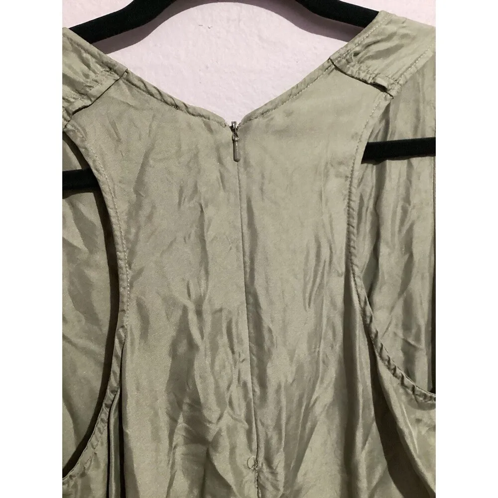 Rag & Bone Elsa 100% Silk Sleeveless Green Romper Elastic Waist 0 - Image 7