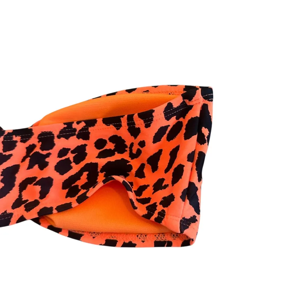 Cabana Del Sol Neon Orange Animal Print Bikini Top Strapless Swimsuit Small NWT - Image 7