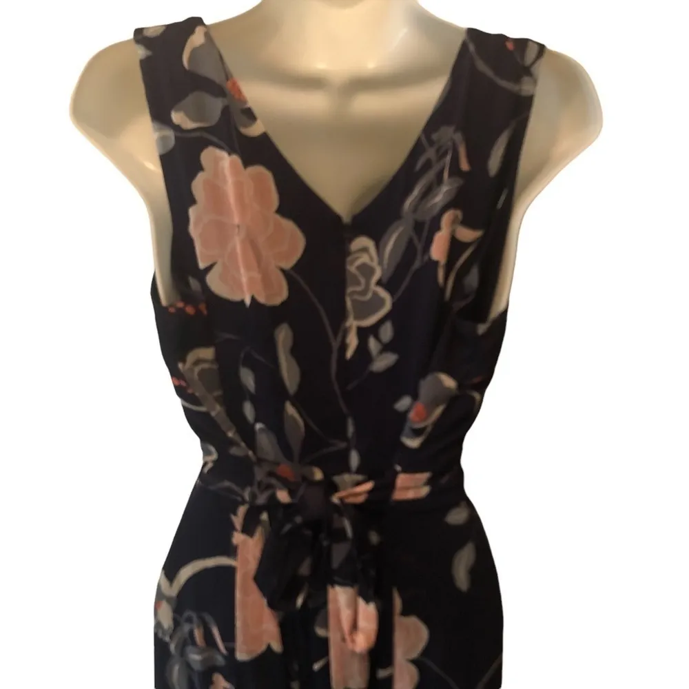 Motherhood Maternity Navy Floral Chiffon Maxi Dress Sz L  Summer Backyard Party - Image 7