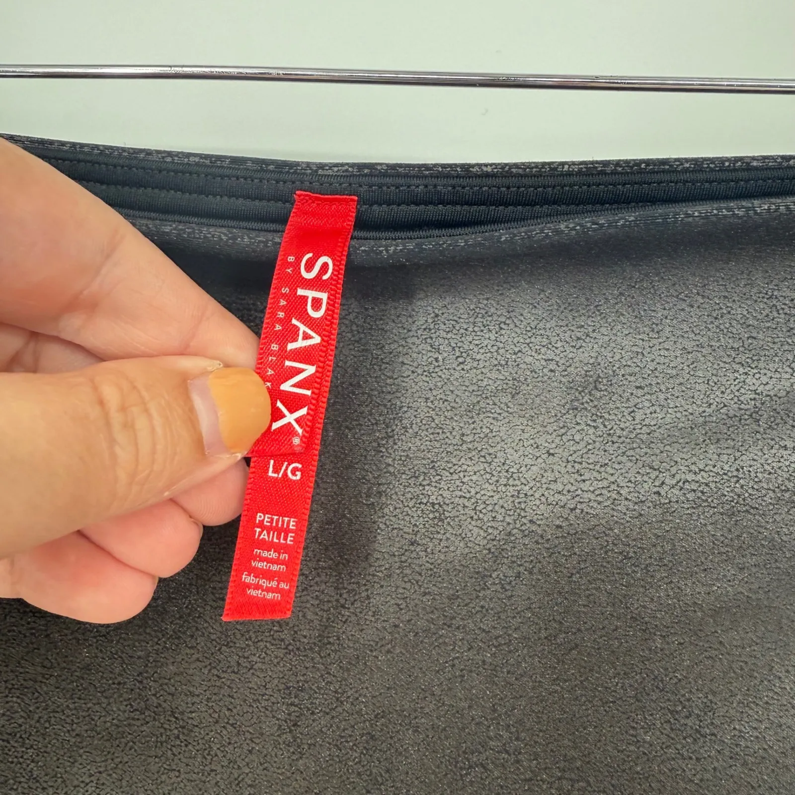 SPANX Moto Velvet Leggings Black High Waist Moto Paneled Size L - Image 9