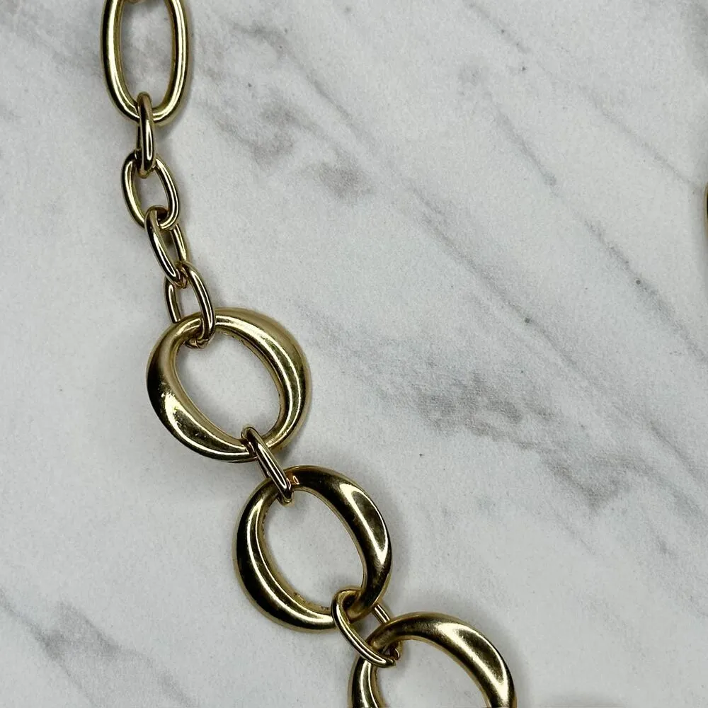 Liz Claiborne  Open Hoop Gold Tone Metal Chain Link Belt OS One Size - Image 10