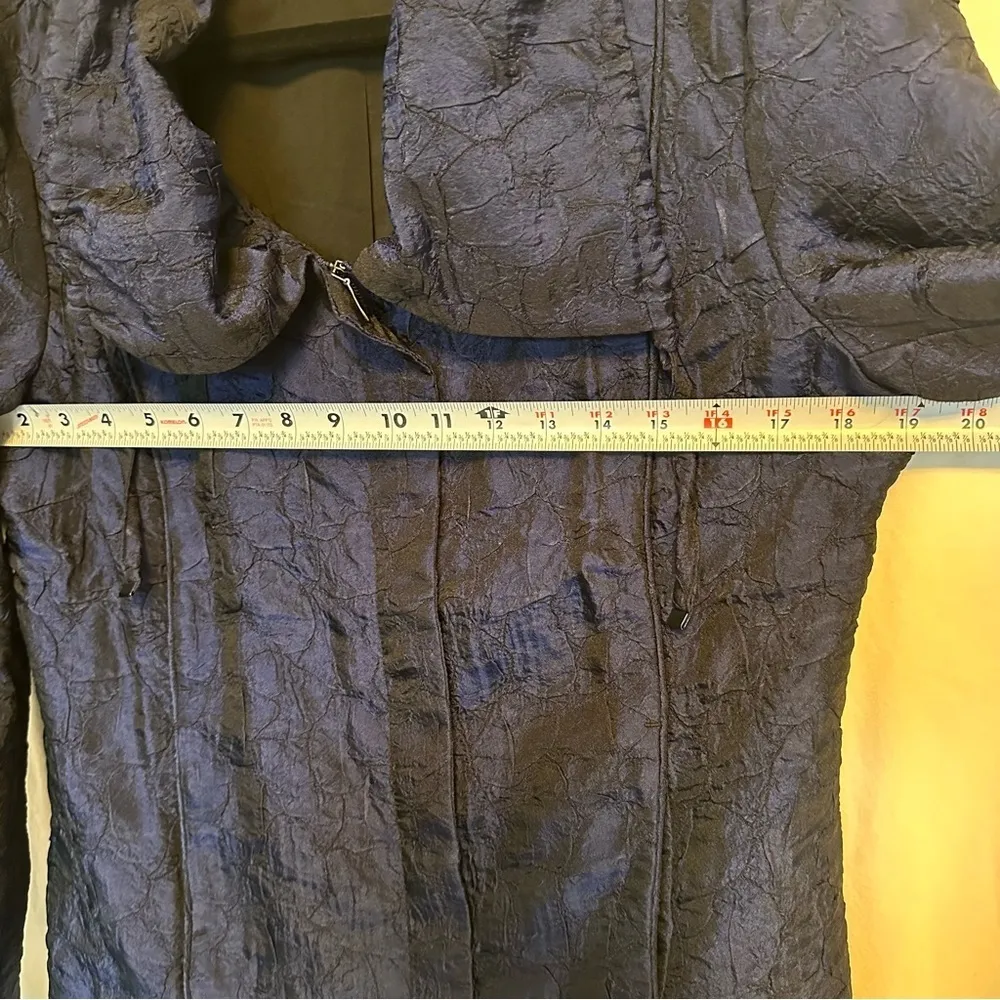 Vintage Chico’s Silky Feel Jacket Asian Style Jacket Metallic Blue Zip Up Sz 1 M - Image 8