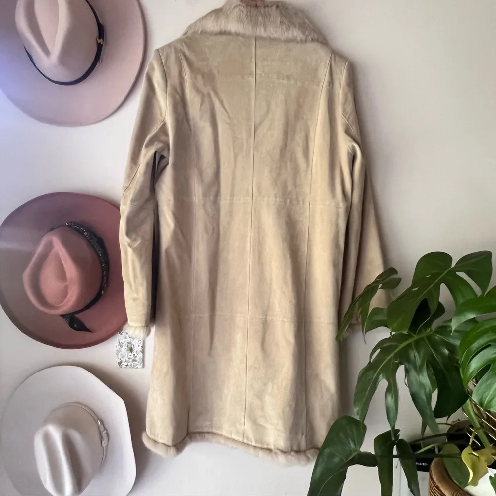 Vintage ADLER COLLECTION Tan fur lined suede leather coat SIZE XL penny lane - Image 7