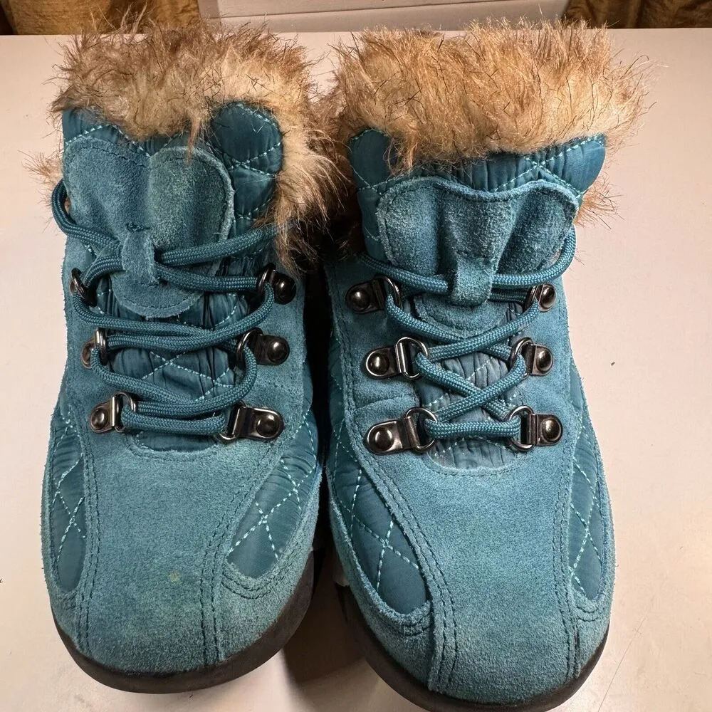 Lands End Powder Belle Teal Suede Shoe Snow Boot Women’s Size 6B 420475 - Image 2