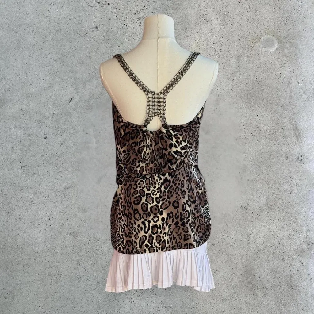 vintage leopard print top with chain straps Tan Size L - Image 6