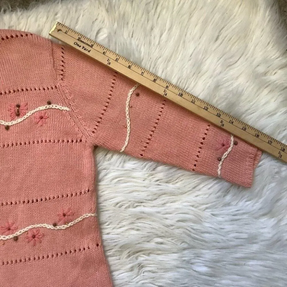 Real Comfort Vintage Bead Wooden Butterfly Cute Kawaii Unique Size Small Sweater - Image 12