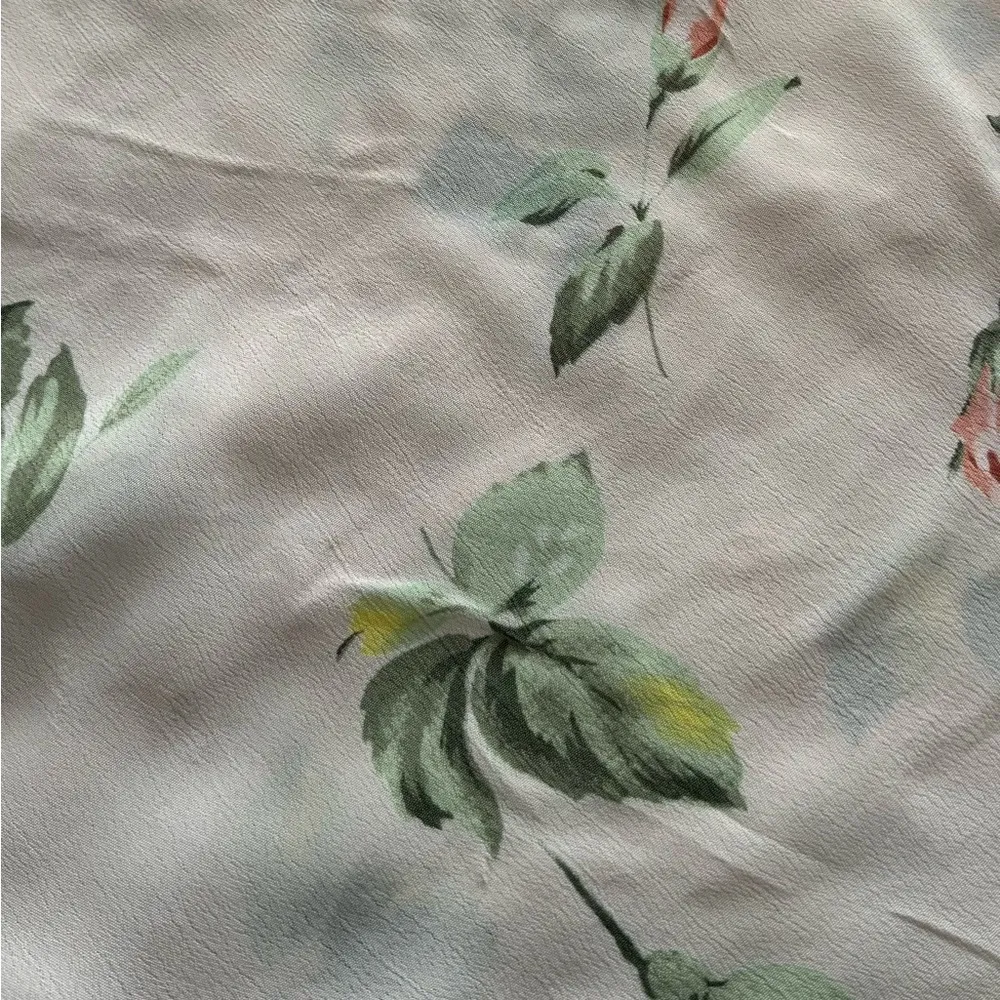 Obey beige floral Y2K spaghetti straps slip dress, size M criss cross back boho - Image 14